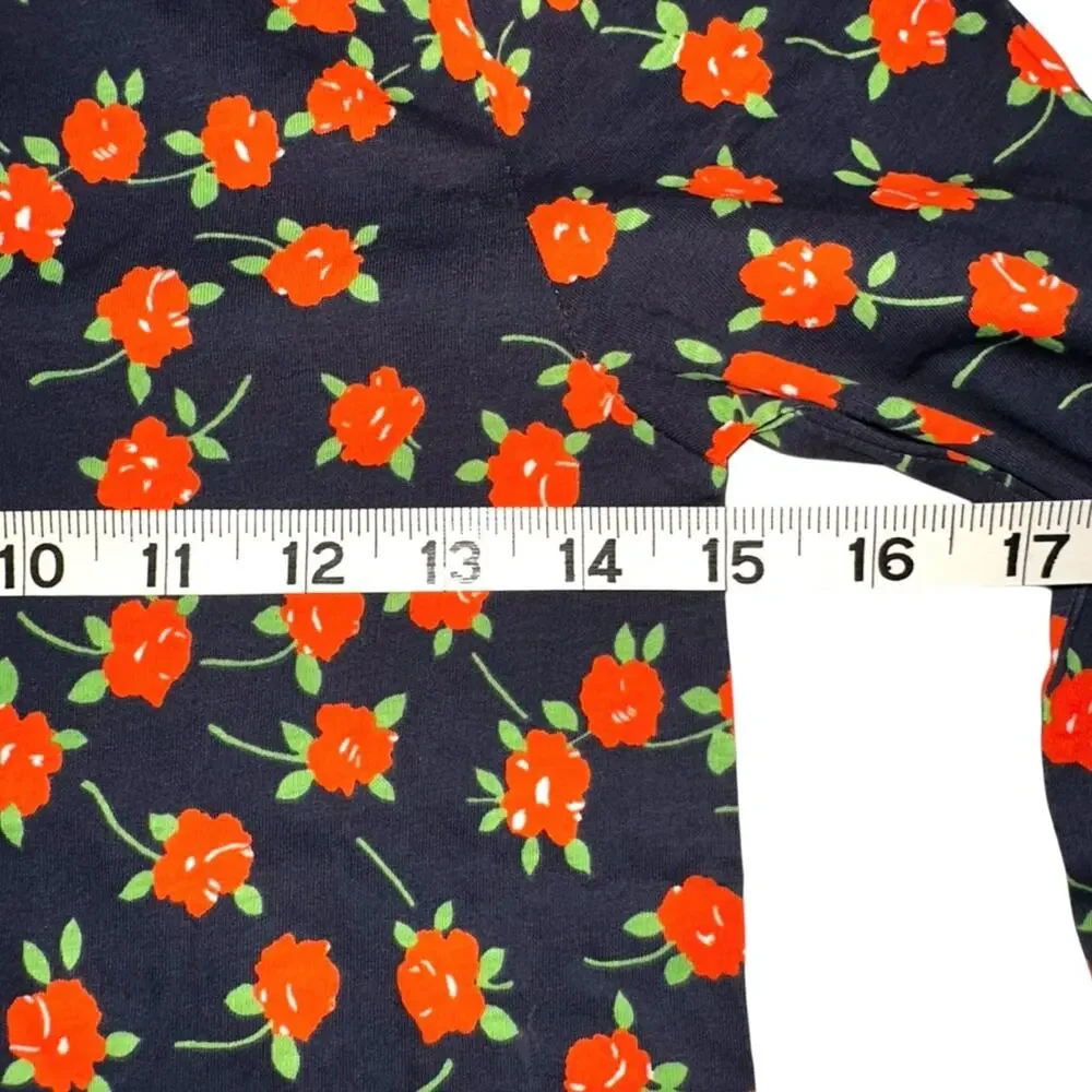 NWOT J. Crew Tissue Navy and Orange Floral Long Sleeve Turtleneck SMALL